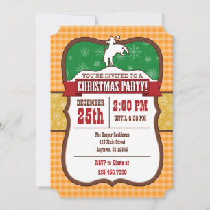 Invitación de fiesta de Navidad de vaquero naranja