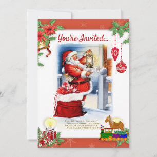Invitación de fiesta de Navidad del viejo Santa Cl