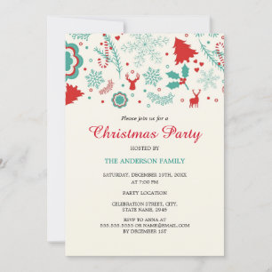 Invitación de fiesta de Navidad divertida y festiv