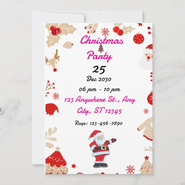 Invitación de fiesta de Navidad editable (Anverso)