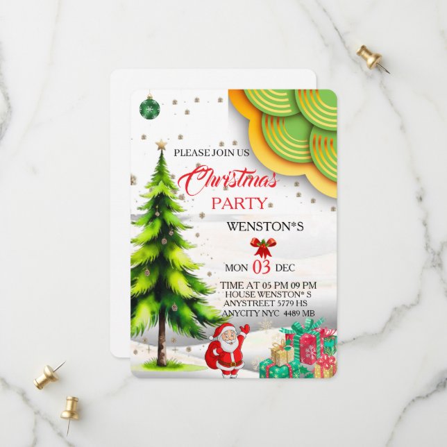 Invitación de fiesta de Navidad editable, Can impr (Anverso/Reverso In Situ)