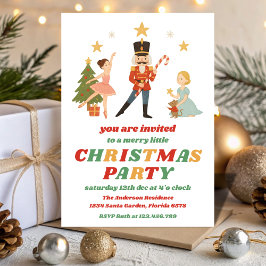 Invitación de fiesta de Navidad editable Retro Nut