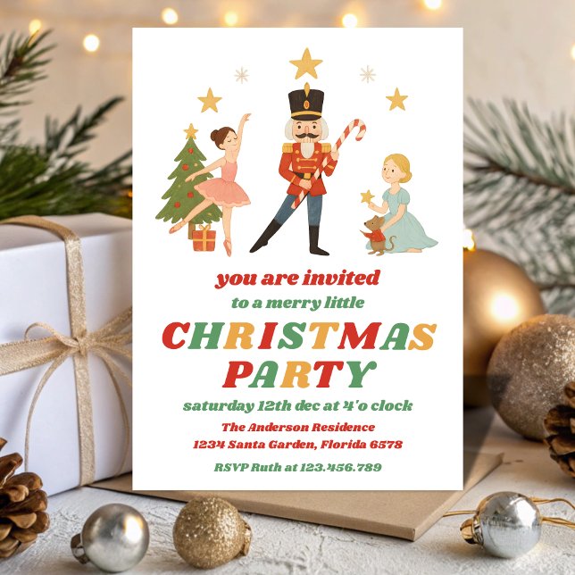 Invitación de fiesta de Navidad editable Retro Nut (Subido por el creador)