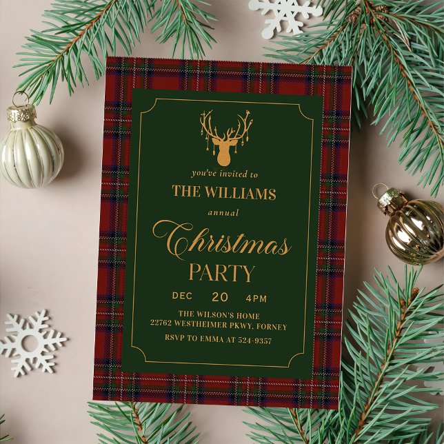 Invitación de fiesta de Navidad elegante a cuadros (Subido por el creador)