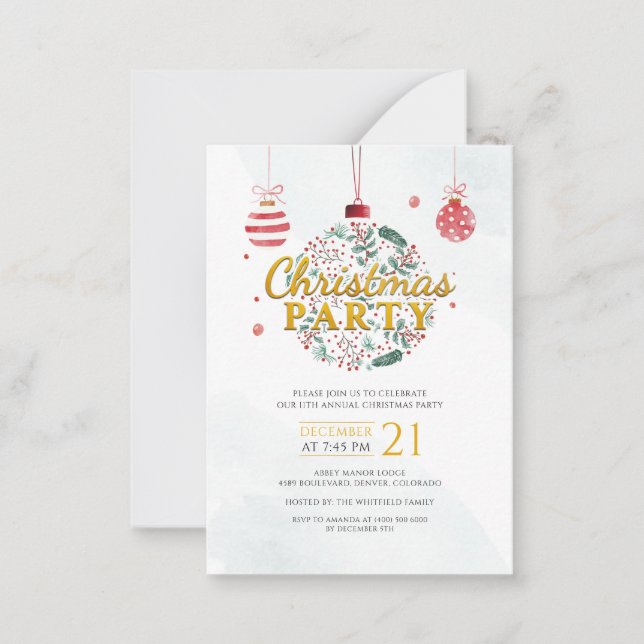 Invitación de fiesta de Navidad elegante de vacaci (Anverso)