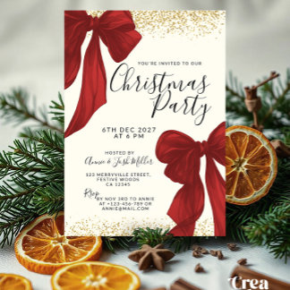 invitación de fiesta de Navidad elegante en rojo y