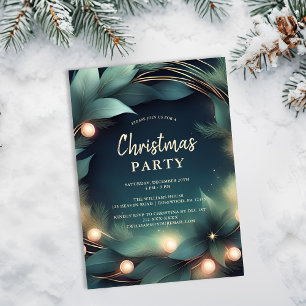 Invitación de fiesta de Navidad elegante en verde 