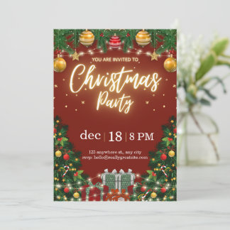 Invitación de fiesta de Navidad elegante y festiva