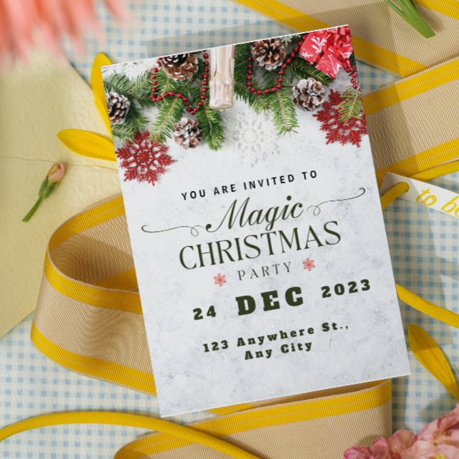 Invitación de fiesta de Navidad en beige verde bla (Subido por el creador)
