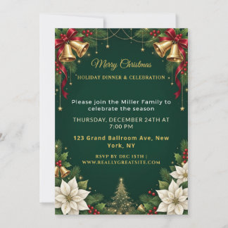 Invitación de fiesta de Navidad en campanas de oro