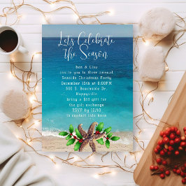 Invitación de fiesta de Navidad en la costa con te