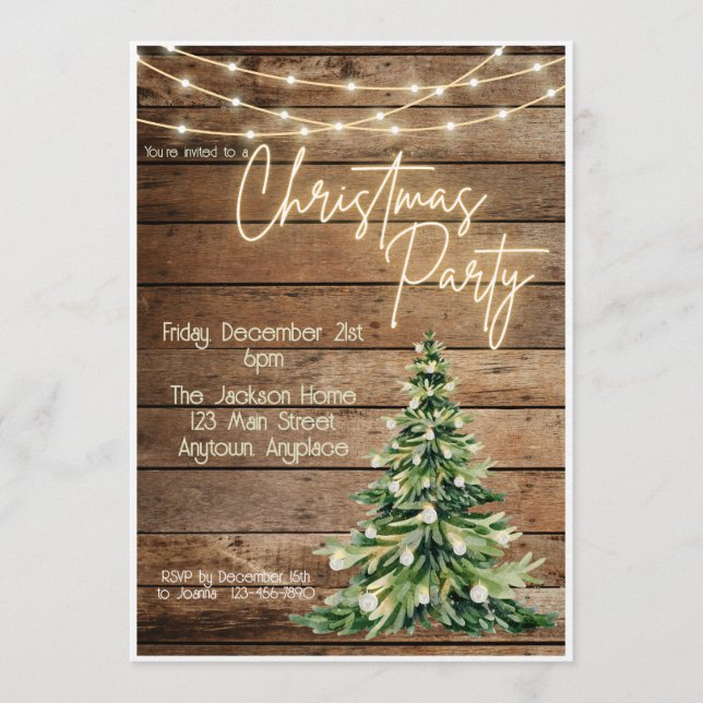 Invitación de fiesta de Navidad en la granja (Anverso)
