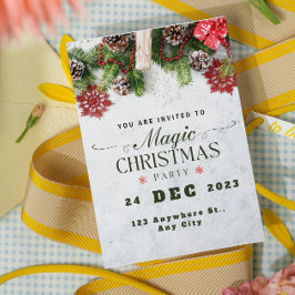 Invitación de fiesta de Navidad en verde beige y b