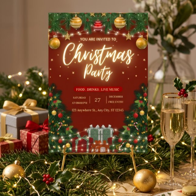 Invitación de fiesta de Navidad festiva (Subido por el creador)