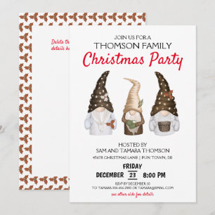 Invitación de fiesta de Navidad festiva de Gnomos 