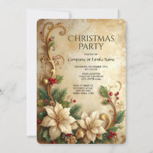 Invitación de fiesta de Navidad floral