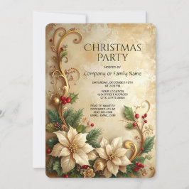 Invitación de fiesta de Navidad floral