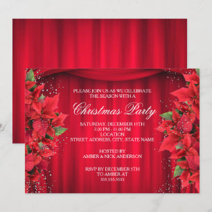 Invitación de fiesta de Navidad floral de acebo de