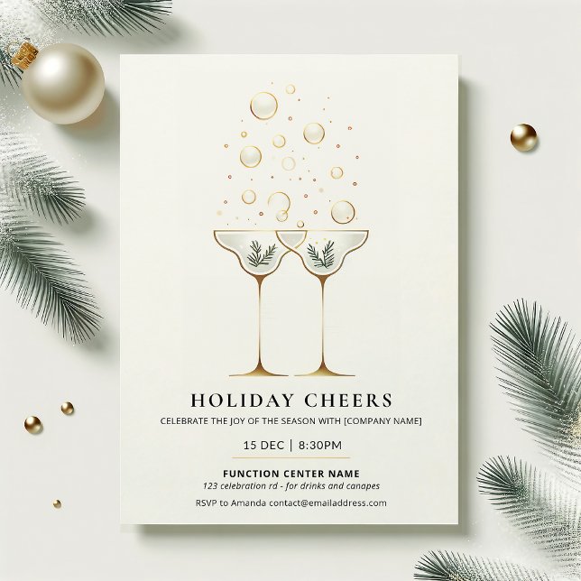 Invitación de fiesta de Navidad Holiday Cheers min (Subido por el creador)