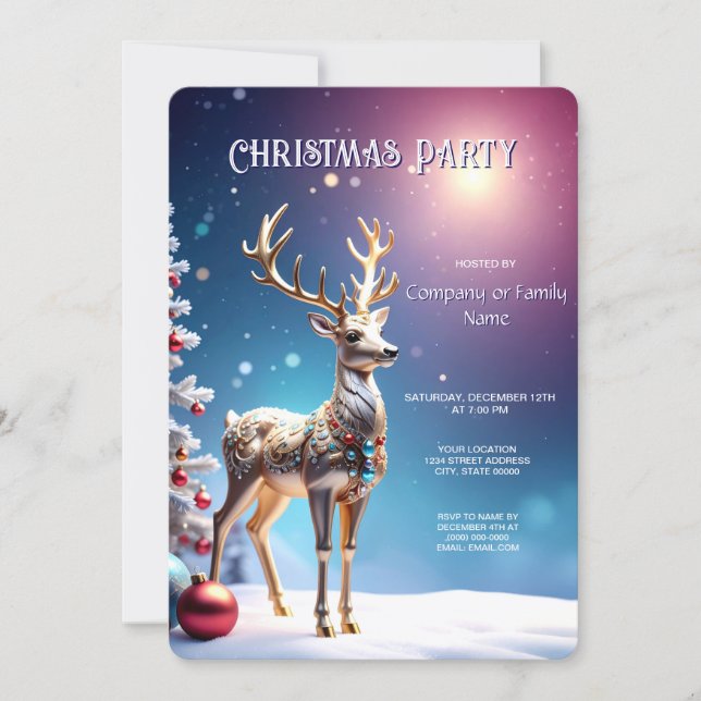 Invitación de fiesta de Navidad Jewels Reno (Anverso)