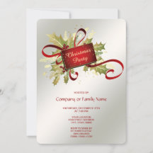 Invitación de fiesta de Navidad moderna roja para