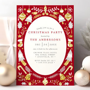 Invitación de fiesta de Navidad moderna y festiva