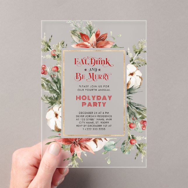 Invitación de fiesta de Navidad para comer, beber  (Insitu (portátil))