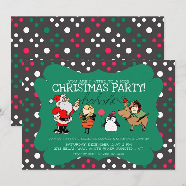 Invitación de fiesta de Navidad para niños caprich (Anverso / Reverso)