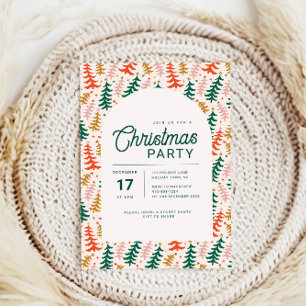Invitación de fiesta de Navidad retro colorida