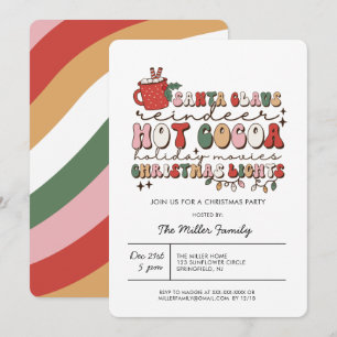 Invitación de fiesta de Navidad retro colorida y g