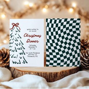 Invitación de fiesta de Navidad retro dibujada a m