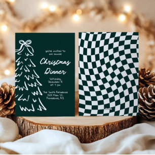 Invitación de fiesta de Navidad retro dibujada a m