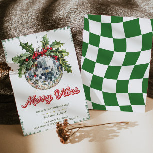 Invitación de fiesta de Navidad Retro Disco: Ambie