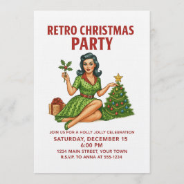 Invitación de fiesta de Navidad retro | Pin-Up vin