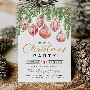 Invitación de fiesta de Navidad rosa moderno retro