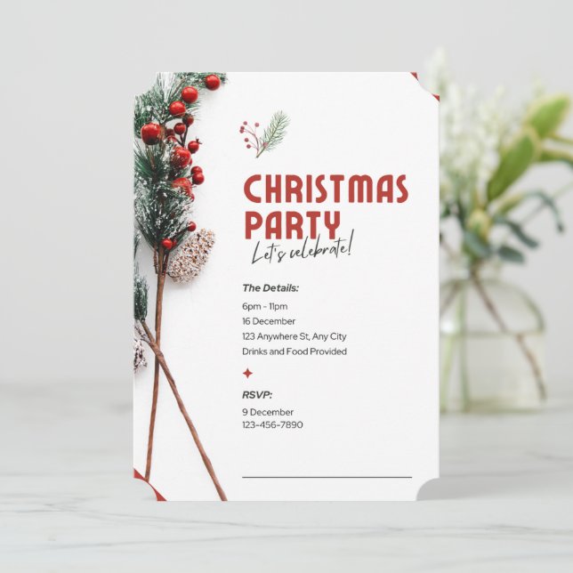 Invitación de fiesta de Navidad vamos a invitar (Anverso de pie)