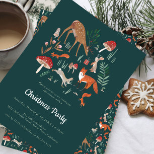 Invitación de fiesta de Navidad verde de animales 