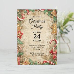 Invitación de fiesta de Navidad vintage