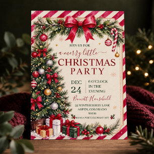 Invitación de fiesta de Navidad vintage rojo verde