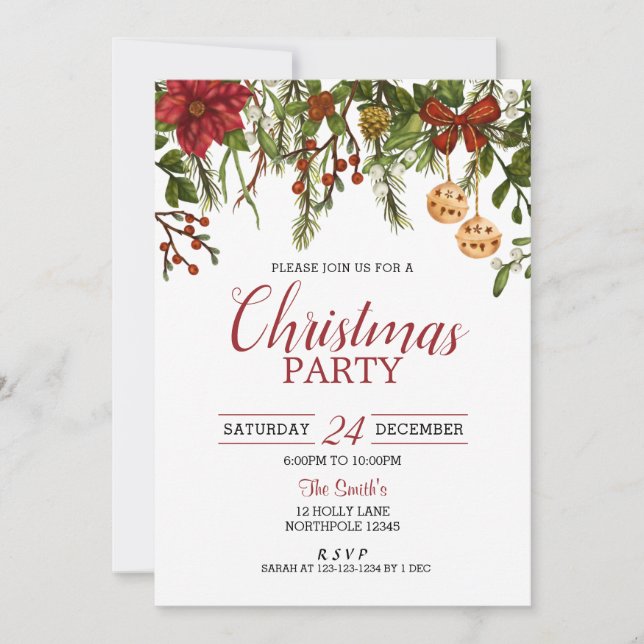 Invitación de fiesta de navidades, celebración cor (Anverso)