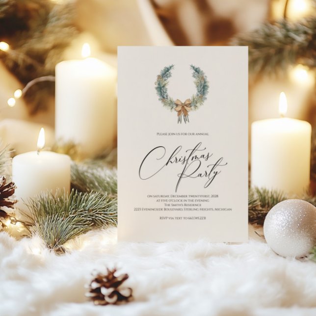 Invitación de fiesta de navidades con corona festi (Subido por el creador)