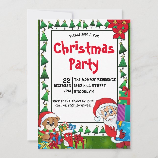 Invitación de fiesta de Navidades de acuarela (Anverso)