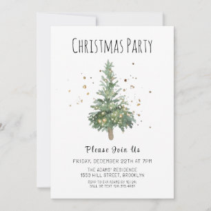 Invitación de fiesta de Navidades de acuarela