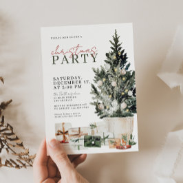 Invitación de fiesta de Navidades de acuarela