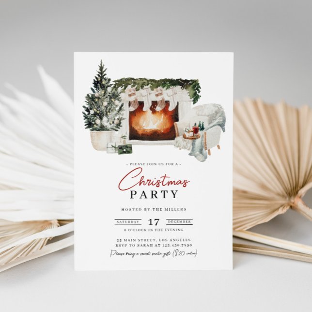 Invitación de fiesta de Navidades de acuarela (Subido por el creador)
