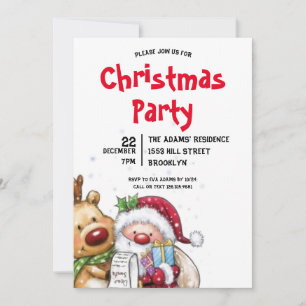 Invitación de fiesta de Navidades de acuarela