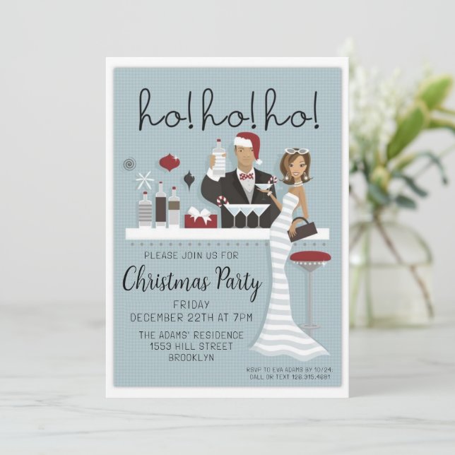 Invitación de fiesta de Navidades de acuarela (Anverso de pie)