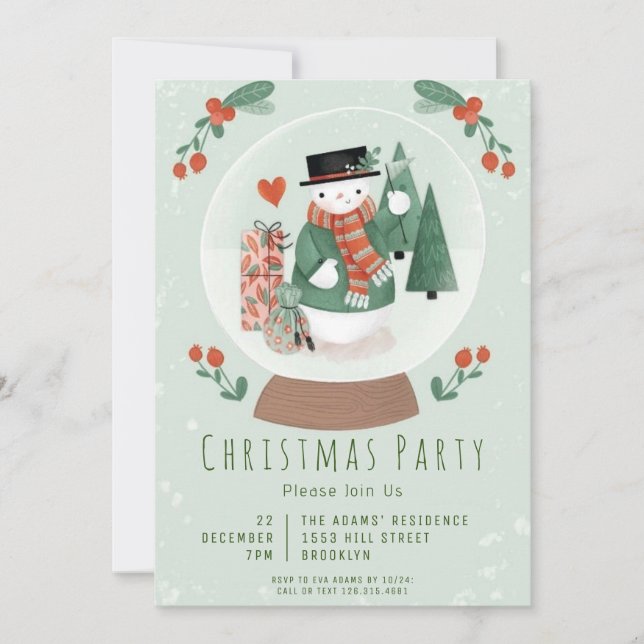 Invitación de fiesta de Navidades de acuarela (Anverso)
