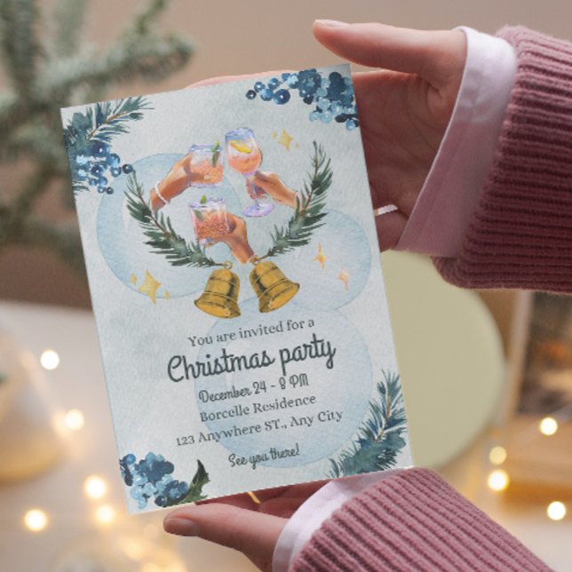 Invitación de fiesta de Navidades de acuarela de c (Subido por el creador)