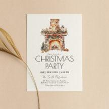 Invitación de fiesta de Navidades de acuarela mode